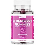 Elderberry Gummies with Zinc, Vitamin C & Vitamin D - Suitable for Adults & Children - Zinc for Immune System - Sambucus Black Elderberry (60 Elderberry Gummies, 1 Pack)