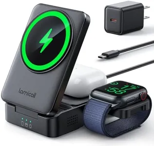 Lamicall 3 in 1 Charging Station for Apple - Foldable Wireless Charger Stand for MagSafe Portable, Travel Wireless Charger Station for Multiple Devices for iPhone 16, 15, 14, 13, Apple Watch, AirPods