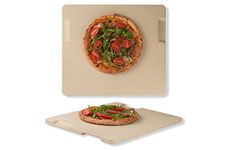 ROCKSHEAT Pizza Stone Made of Cordierite for Pizza & Bread Baking Grilling. Perfect for Oven or Grill. Innovative Unique Double - Faced Built - in 4 Handles Design (Rectangular 14"x16"x0.67")