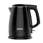 AGARO Royal Double Layered Kettle, 1.5 Litres, Double Layered Body, Cool Touch Handle, Dry Boiling Protection, Stainless Steel Inside Body, 1500 Watts, Black