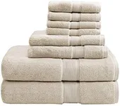 MADISON PARK SIGNATURE 800GSM 100% Cotton Luxury Bath Towels,Oversized Linen Cotton Bath Towel Sets, 8-Piece Include 2 Bath Towels, 2 Hand Towels & 4 Wash Towels, Natural