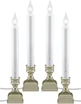 612 Vermont LED Electric Window Candles with Bright Hot Spot, Sensor Dusk to Dawn, Flicker Flame or Steady On, USB Low Voltage Adapter, VT-1270P-4 (Pack of 4, Pewter)