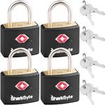 SharkByte TSA Approved Suitcase Locks with Keys [4 Pack, 8 Keys] Key Travel Locks, Suitcase Padlock, Small Keyed Luggage Locks, Gym Lock, Laptop Bags, Backpacks, Travel Bags Zippers, Mini Locks