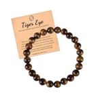 XOEMEL Natural Tiger Eye Chakra Bracelet for Women Men Gemstone Beads Bracelet Stretch Anxiety Bracelets Energy Crystal Beaded Barcelets Birthday Mother's Day Gifts