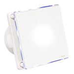 STERR White Bathroom Fan 4 inches / 100 mm with LED + TIMER - Extractor Fan - Glass Front - Modern Look - BFS100LT - 10 W