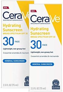CeraVe 100% Mineral Sunscreen SPF 30 | Face Sunscreen With Zinc oxide & Titanium Dioxide for Sensitive Skin | 2.5 Fl Oz, Pack Of 2