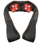 Shiatsu Back Neck and Shoulder Massager with Heat, Electric Massage Pillow with 3 Speed Adjustable, Deep Tissue Kneading Massager for Neck, Shoulder, Back, Waist and Leg Muscle - Home, Office, Car Use