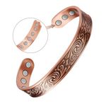 Feraco Copper Bracelets for Men, 12X Strength Wide Pure Copper Magnetic Bracelet for Men with Neodymium Magnets, Adjustable Cuff Bangle with Giftable Box, 6.97 inches, Metal, no gemstone