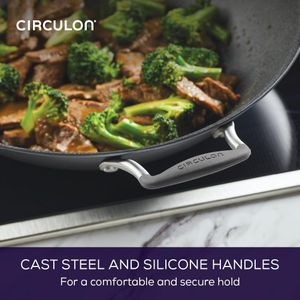 Circulon Scratch Defense Non-Stick Wok 36cm – Induction, Stainless Steel Lid, Dishwasher & Oven Safe, Graphite Pewter