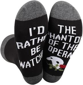 BWWKTOP Phantom Of The Opera Musical Socks Musical Theater Gifts I'd Rather Be Watching The Phantom Of The Opera Socks (Watching The Phantom)