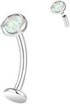 ZS ASTM F136 Titanium Belly Button Ring, 14G Opal Stones Navel Jewelry, 6/8/10/12/14MM Internally Threaded Long Bar Navel Barbell Stud Flat Back Belly Piercing, L:6mm, Created Opal, zircon gemstone