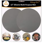 Silicone Microwave Mat 12 Inch, Non Stick Turntable Mat for Kitchen, BPA Free Multi-Purpose Heat Resistant Oven Mat 2 Pack (Gray)