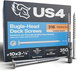 US4 - #10 x 3-1/8" Flat Head Screws Stainless Steel | Stainless Steel Wood Screws | T25 Star Drive | Self-Drilling Screws for Framing, Subflooring & Decking | 316 SS (350, #10 x 3.125 Inches)