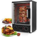 Nutrichef Vertical Countertop Oven with Rotisserie, Bake, Broil, & Kebab Rack Functions - Adjustable Settings - 2 Shelves - 1500W - Thanksgiving Turkey - Includes Grill, Kebab skewer racks & bake pan