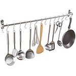 Alicemall Kitchen Utensil Rail with 15 Sliding Hooks, Wall Mounted Utensil Hanging Rail, 304 Stainless Steel Hanging Kitchen Rail, Pot Pan Bar Rack, Hanger Hooks for Kitchen Tools, Pot and Pan(80cm)