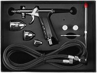 Trigger Airbrush Gun Gravity Feed Air Spray Gun, Multi-Purpose Gravity Airbrushing System Set with 3 Nozzle and 3 Cups Sets 0.3mm 0.5mm 0.8mm Nozzle for Auto Graphics, Art, Crafts