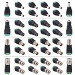 Hilitchi 40 Pcs (10 pairs x Male + 10 pairs x Female) 5.5mm x 2.1mm Female Male DC Power Connector, BNC Male Balun Connector for Led Strip CCTV Security Camera Cable Wire Ends Plug Barrel Adapter