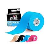 Megilo Kinesiology Tape - Uncut 5m Roll Sports Tape Strapping for Injuries, Support Muscle Tape, K Tape, Physio Tape, Trans Tape, Athletic Tape, Breathable & Waterproof | (Blue)