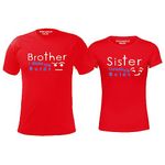 Hangout Hub HH77 Kids Combo T Shirts for Boy Brother and Girl Sister | Regular Fit Printed Sister Make Break Rule (Red;Boys-10-12Yrs;Girls-4-6Yrs) Family Kids Sibling T-Shirts (Set of 2,Cotton)