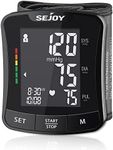 Sejoy Blood Pressure Machine Wrist, Blood Pressure Cuff Monitors, Bp Monitor Bp Cuff Automatic Wrist LCD Backlit Display, 120 Memories 5.3"-8.5" Adjustable Cuff, Storage Bag Batteries