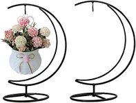 YY YEARCHY Ornament Display Stand Single Gazing Ball Terrarium Holder Metal Pot Hanging Stand for Crystal Glass Globe Ball Christmas Decoration Home Party (Black, 2)