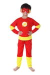 KAUSHIK ENTERPRISES Hosiery Fabric Flash Superhero Costume For Kids Halloween Dress Fancydress Birthday Gift | Cosplay Bodysuit for Boys and Girls, 3-4 Years