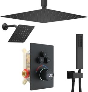 Shower System 12 Inches Rainfall Shower System Shower Head System for Bathroom 3 function shower system set Shower Faucet Rough-in Valve