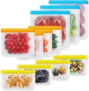 BUXIUGAN 11-Pack Food Storage Bags Set (3 Gallon/4 Sandwich/4 Snack), Dishwasher Safe PEVA Material, Leakproof Reusable Containers