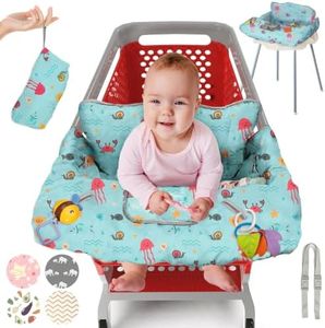 PILLANI Shopping Cart Cover for Baby, High Chair Cover for Restaurant Seat - Grocery Cart Cover for Baby Girl and Boy, Comfortable Cotton Buggy Covers for Babies - Padded Toddler Shopping Cart Cover