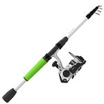 Zebco Roam Telescopic Fishing Rod and Reel Combo, 6'0" Medium Durable Fiberglass Spinning Rod with ComfortGrip Handle, Pre-spooled with 8-Pound Cajun Fishing Line, Green