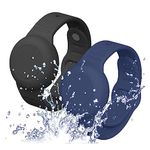 Aircawin Waterproof Airtag Bracelet for Kids,2 Packs Silicone Hidden Airtag Wristband Kids,Anti-Lost Apple Airtag Holder Case for Toddler,Airtag Case Cover Watch Band GPS Tracker for Child Black+Blue