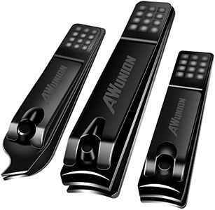 AW Union Nail Clippers Set, Fingernail Clipper Toenail Clipper for Women and Men, Black Coating Stainless Carbon Steel Nail Cutter Nail Trimmer with Storage Pouch - Straight & Curved Edge - 3 Pieces - Black