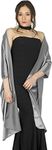 BlackButterfly Satin Shawl Bridesmaid Wedding Wrap Scarf (Silver, 19W / 95L)