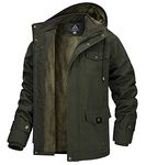 MAGCOMSEN Men's Winter Jackets Cargo Parka Jacket with Hood Military Multi Pockets Outwear Zip Front Windproof Coat