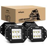 Nilight LED Pods 4PCS 18W Flood Flush Mount LED Work Light Driving Lights Led Light Bar Off Road Fog Lights for Jeep Truck Tacoma Bumper ATV UTV, 2 Years Warranty