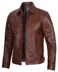 Lambskin Brown Leather Jacket Men - Real Lambskin Leather Jackets For Mens | [1100374] Johnwck Brown Waxed, L