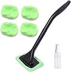 Windshield Cleaner, Detachable Auto Window Brush Microfiber, Car Window Cleaner Brush Kit with 2 Microfiber Bonnets, Auto Glass Wiper Car Cleaning Tool