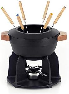 Le Creuset Service à Fondue en Fonte Émaillée avec manche en bois, 2 L, Noir Mat, 60612000000460