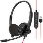 NUBWO PC USB Headset,USB-A wired headset with Boom Microphone,Dual Ear with In-line Volue Controller for Office Work Zoom Call