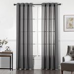 Home Beyond & HB design - Grey Semi Sheer Curtains 2 Panels with Grommet Top - Elegant Linen Look Window Curtains Drapes for Living Room Bedroom - 52 x 84 Inches