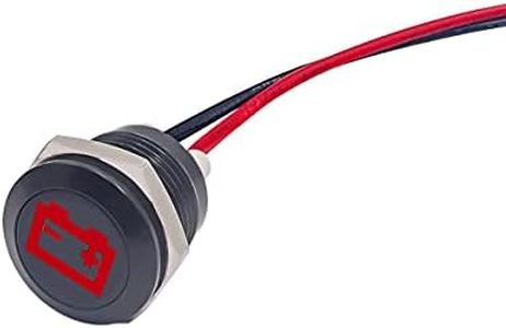 Taiss LED Indicator Pilot Dash Light (Battery/Alternator Warning) Red, 1/2"(12mm)12V LED Metal Signal Indicator Light.