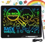 POPERPUN 16 Inch LCD Writing Tablet for kids, Colorfuls Doodle Board, Rechargeable Kids Drawing Pad Education and Learning Toys for Ages3 4 5 6 7 8 Christmas Birthdays Gifts for Girls Boys Adults