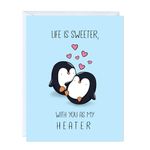 Anniversary Birthday Card for Her Him/Funny Birthday Card for Boyfriend Girlfriend/Husband Wife/Handmade Greeting Card (Life Is Sweeter With You As My Heater)