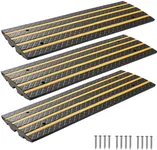 VEVOR Car Driveway Rubber Curb Ramp, 33069 lbs Load Capacity, 2.6 inch Rise Curbside Bridge Ramp with Yellow Reflective Strips, Suitable for Loading Dock, Warehouse, Garage, Sidewalk (3 Pack)