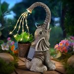 Eletorot Elephant Statue Garden Ornaments Outdoor Decorations Watering Solar Powered LED Lights, Christmas Birthday Gifts for Women Mum Nan Grandma