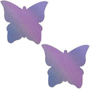 Neva Nude Lustful Lilac Holographic Butterfly Nipztix Pasties Nipple Covers for Festivals, Raves, Parties, Lingerie and More, Medical Grade Adhesive, Waterproof and Sweatproof, Made in USA