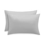 RUIKASI Pillow Cases 2 Pack - Light Grey Standard 50x75 cm Pillowcases Set of 2 with Envelope Closure, Pair of Microfiber Plain Pillow Cover, Soft and Wrinkle-free