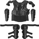 Kids Motorcycle Armor Vest Suit Body Dirt Bike Protective Gear Youth Chest Spine Protector Child Elbow Knee Pads for Outdoor Racing Riding Skating Snowboarding Skiing Black