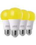 EDISHINE Dusk to Dawn Light Bulbs, Outdoor LED Light Bulb, A19 LED Sensor Light Bulbs, Automatic On/Off, 2000K Yellow Light Bulb, 600LM Bugs Light Bulb, 9W(60W Equivalent), E26 Base, 4-Pack, UL Listed