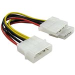 rhinocables 150mm Molex 4 Pin PC Power Supply Y Adapter Splitter LP4 Cable 5.25" 15cm one into 2 ports